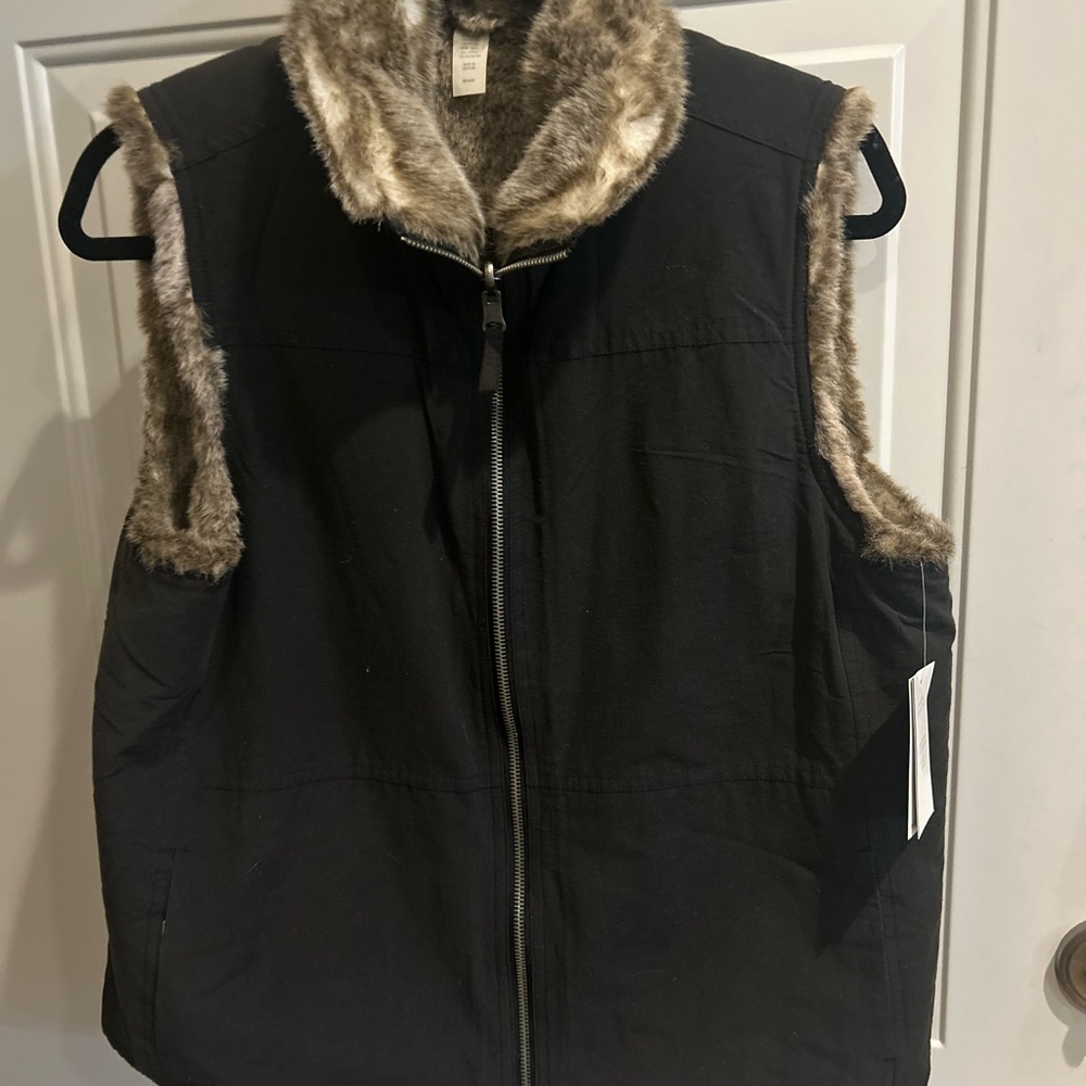 Faux Fur Lined Black Vest